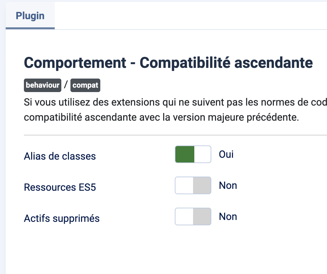 Backward compatibility plugin
